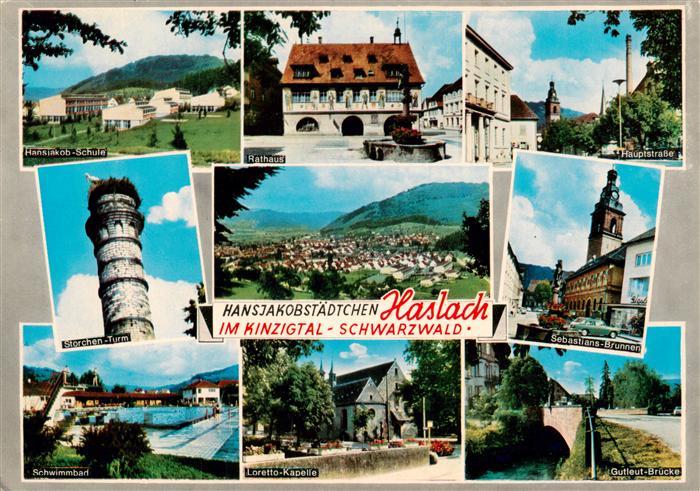 Haslach Kinzigtal Hansjakob Schule Rathaus Hauptstrasse Storchen Turm Schwimmbad