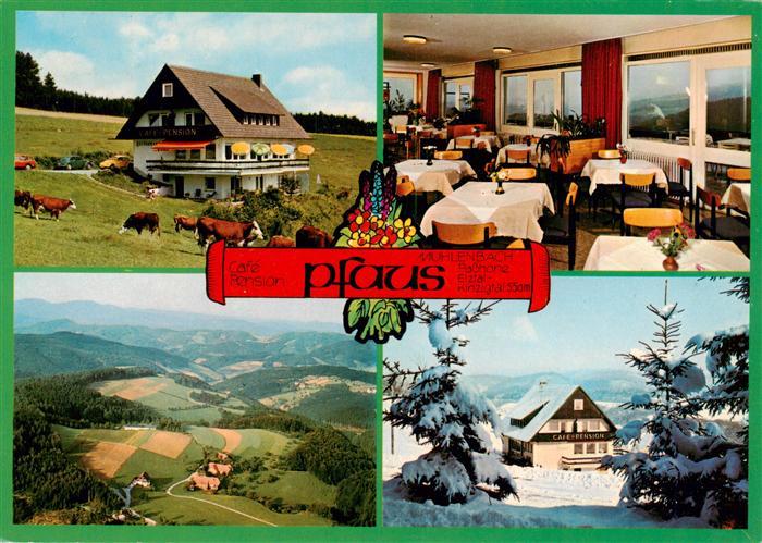 Muehlenbach Wolfach Kinzigtal Baden Cafe Pension Pfaus Gastraum Fliegeraufnahme