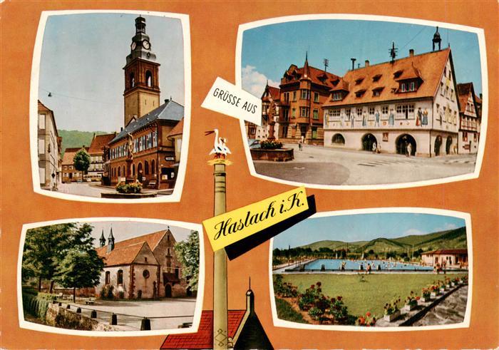 Haslach Kinzigtal Marktbrunnen Rathaus Kirche Schwimmbad