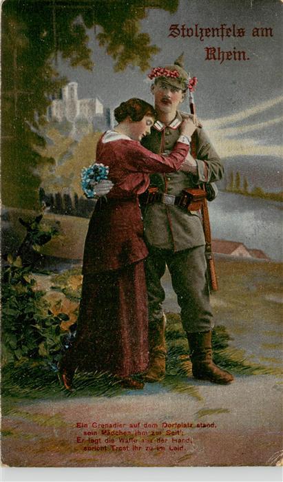 Stolzenfels Schloss Koblenz Rhein Grenadier mit Maedchen Feldpost