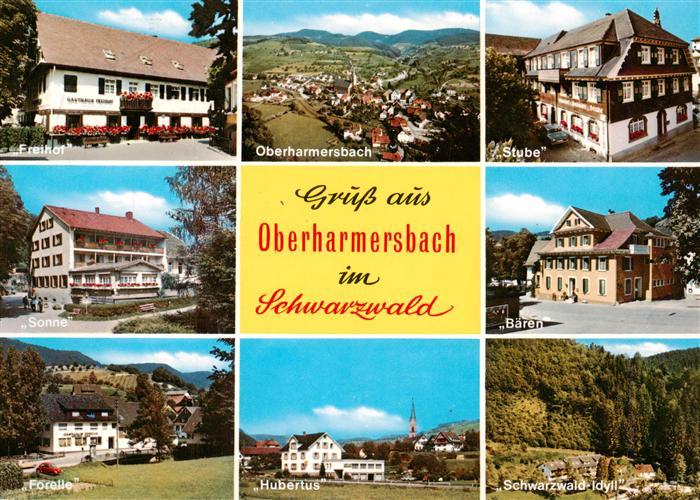 Oberharmersbach Gasthaeuser Freihof Ortsansicht Stube Sonne Baeren Forelle Huber