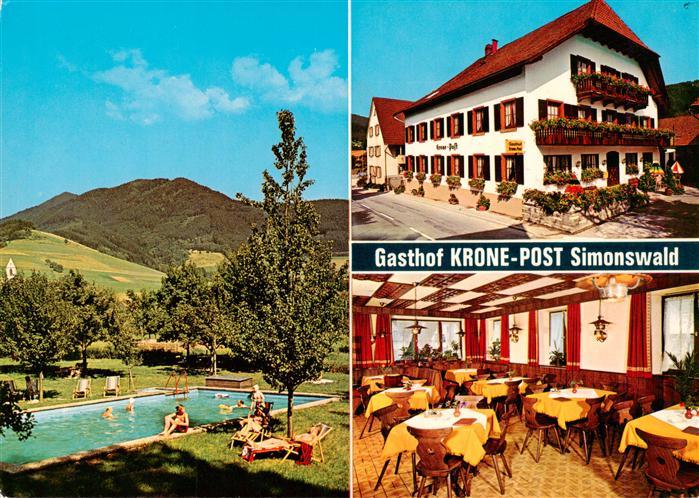Simonswald Simonswaeldertal Gasthof Krone Post Gastraum Schwimmbad