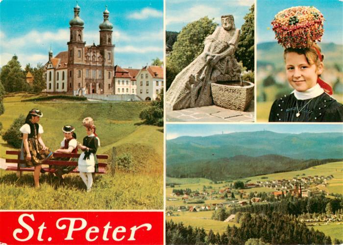 St Peter Schwarzwald Seminar und Pfarrkirche Petrusbrunnen Trachten Panorama