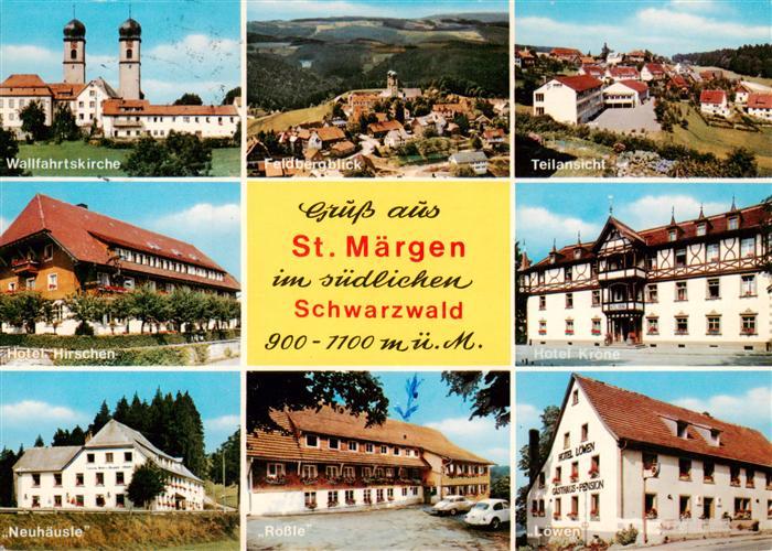 St Maergen Wallfahrtskirche Feldbergblick Teilansicht Hotel Hirschen Hotel Krone