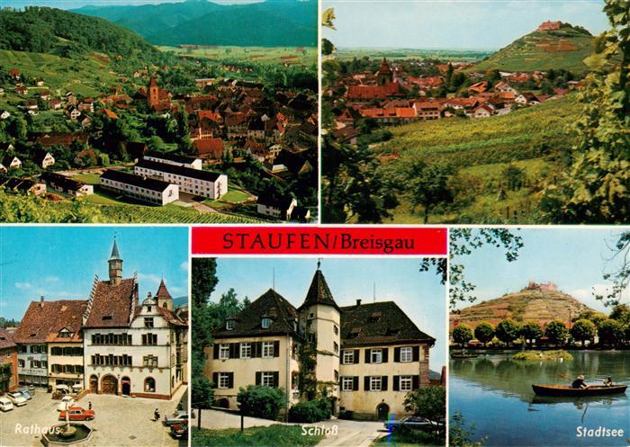 Staufen  Breisgau Fliegeraufnahme Burgruine Rathaus Schloss Stadtsee