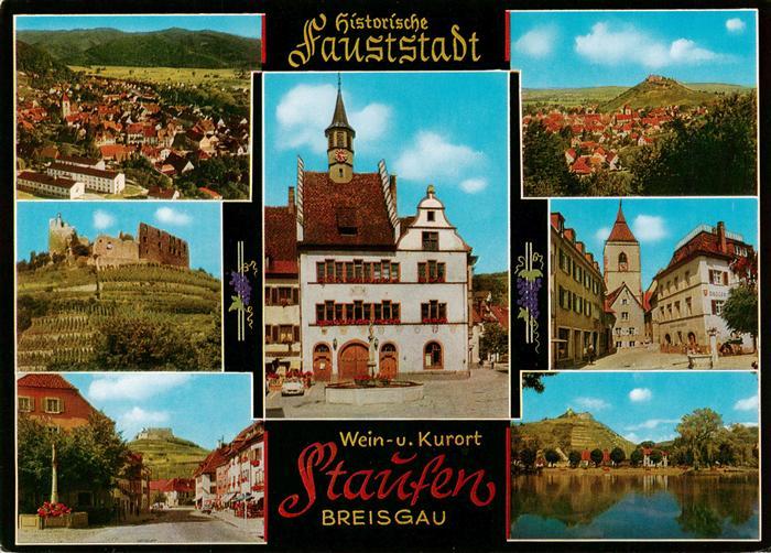 Staufen  Breisgau Panorama Burgruine Strasse Rathaus Kirche Stadtsee