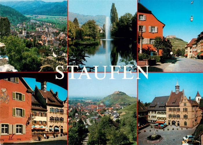Staufen  Breisgau Panorama Stadtsee Strasse Gasthaus Burgruine Rathaus Marktplat