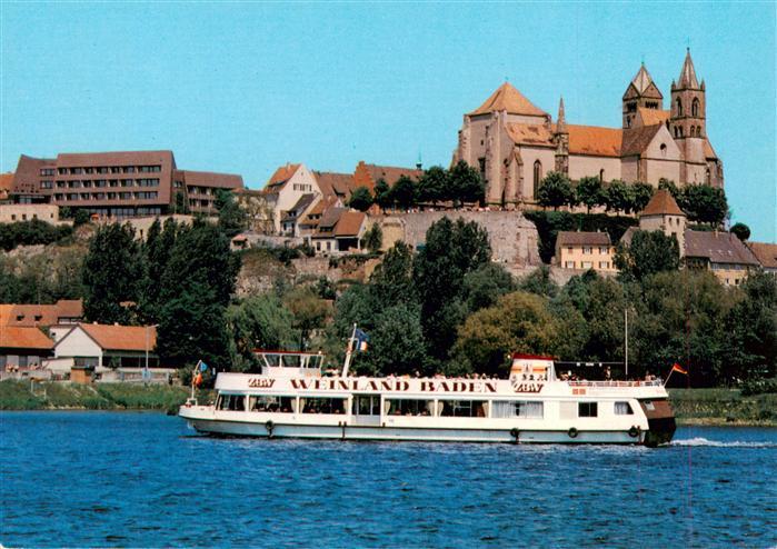 Breisach Rhein Motorschiff Weinland Baden Blick zum Muenster