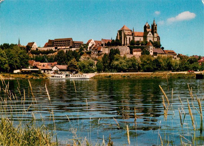 Breisach Rhein Uferpartie am Rhein Blick zum St. Stephansmuenster