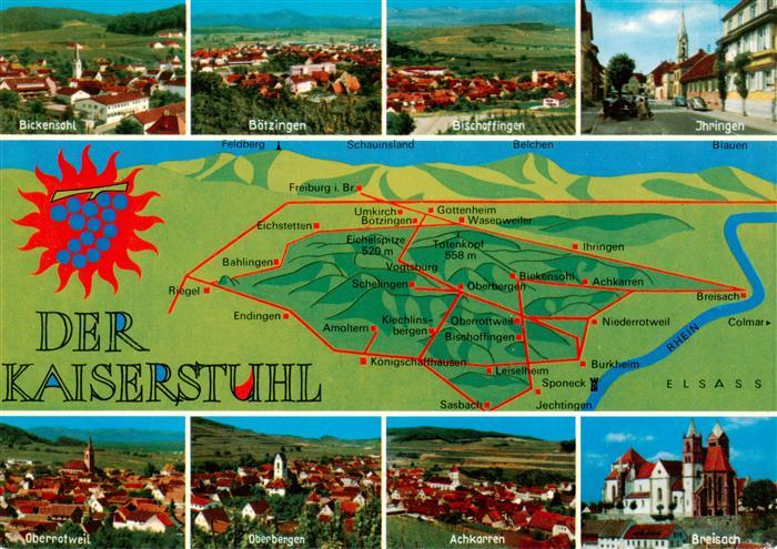 Kaiserstuhl Region mit den Weinorten Bickensohl Boetzingen Ihringen Bischoffing