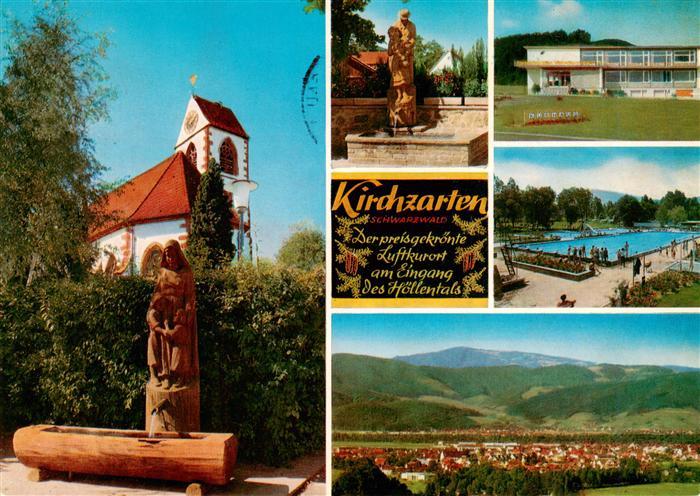 Kirchzarten Brunnen Kirche Schule Freibad Panorama