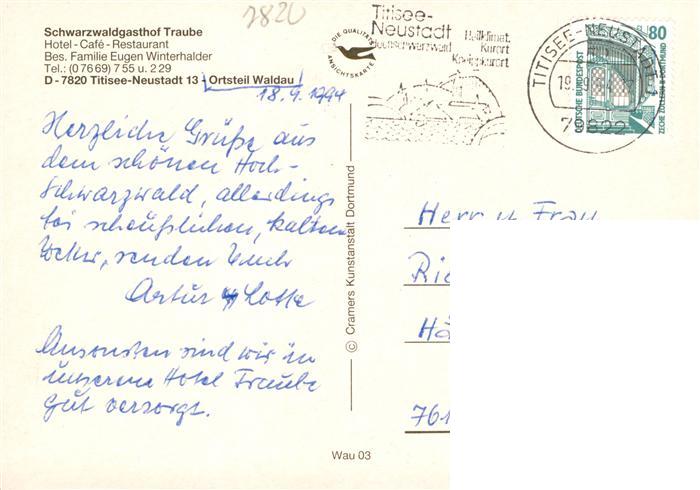 Waldau Schwarzwald Titisee-Neustadt Schwarzwaldgasthof Traube Bossenbuehl Cafe T – Bild 2