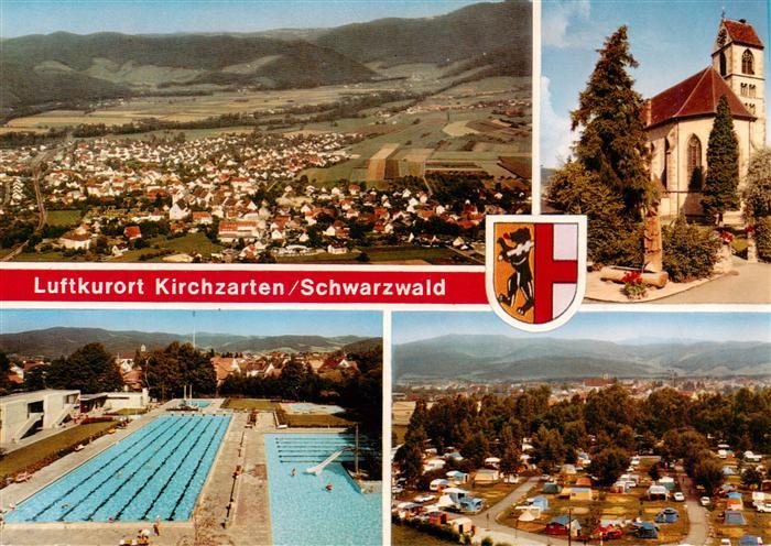 Kirchzarten Fliegeraufnahme Kirche Schwimmbad Campingplatz