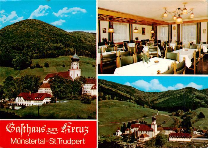 Muenstertal Schwarzwald Gasthaus zum Kreuz Gastraum Kirche St Trudpert