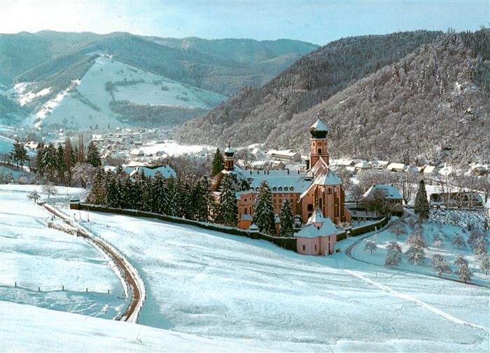 Muenstertal Schwarzwald Panorama mit St Trudpert Kirche