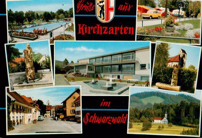 Kirchzarten Freibad Brunnen Dorfstrasse Kurhaus Campingplatz Kirche Panorama