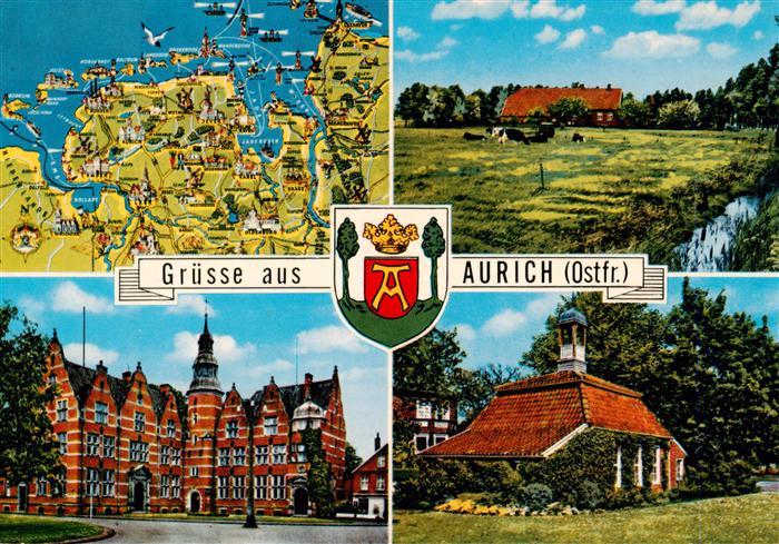 Aurich Ostfriesland Gebietskarte Panorama Schloss Ostfriesenhaeuser