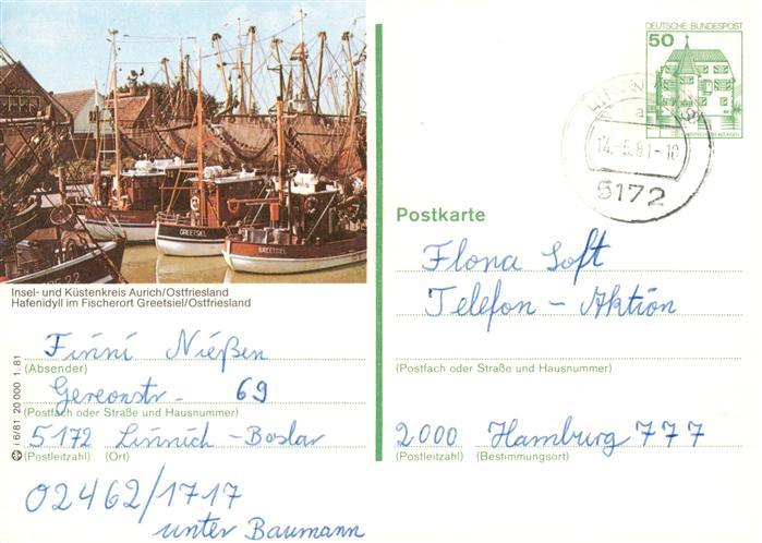 Aurich Ostfriesland Hafenidyll im Fischerort Greetsiel