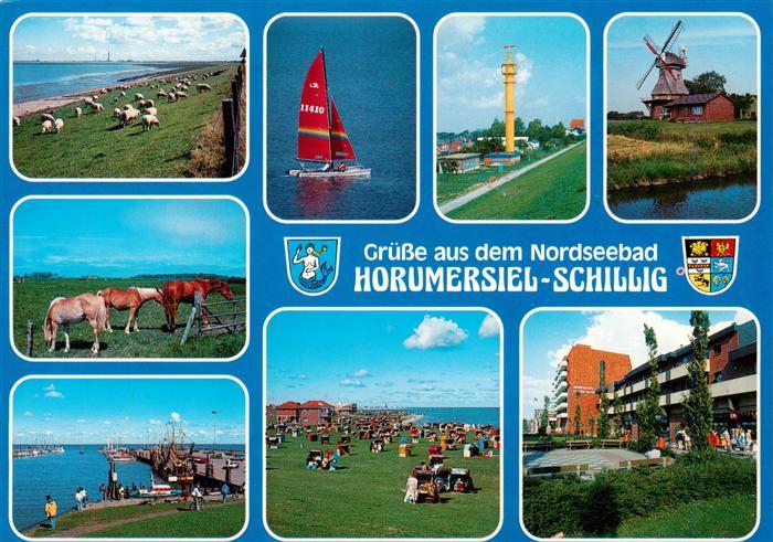 Schillig Horumersiel Nordseebad Schafe Pferde Segeln Mole Leuchtturm Muehle Hote