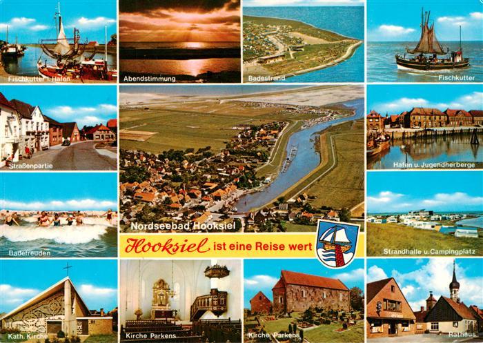 Hooksiel Nordseebad Fischkutter Abendstimmung Badestrand Strasse Badefreuden Kat