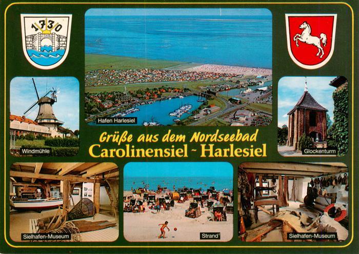 Carolinensiel-Harlesiel Ostfriesland Windmuehle Hafen Harlesiel Glockenturm Siel