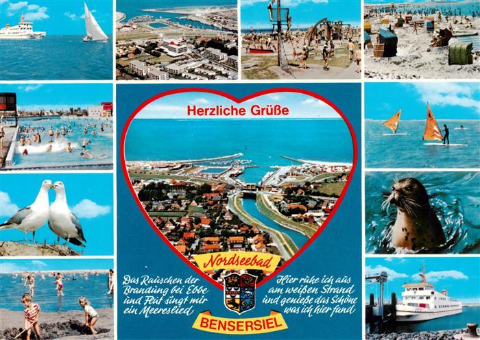 Bensersiel Esens Faehrschiff Spielplatz Strand Schwimmbad Moewen Surfen Seehund