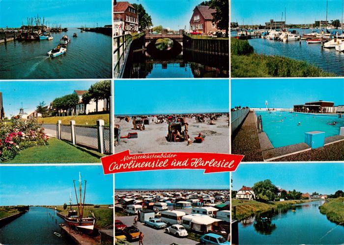 Carolinensiel-Harlesiel Ostfriesland Hafenpartien Kanal Strasse Strand Schwimmba