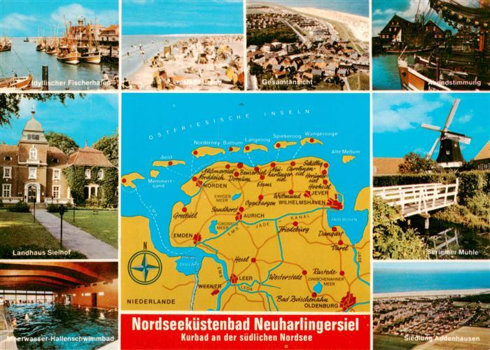 Neuharlingersiel Fischerhafen Seriemer Muehle Meerwasser Hallenschwimmbad Restau