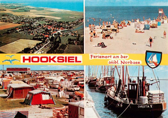 Hooksiel Nordseebad Fliegeraufnahme Strand Camping Fischkutter