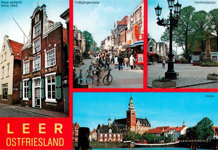 Leer Ostfriesland Haus Samson Fussgaengerzone Denkmalplatz Hafen