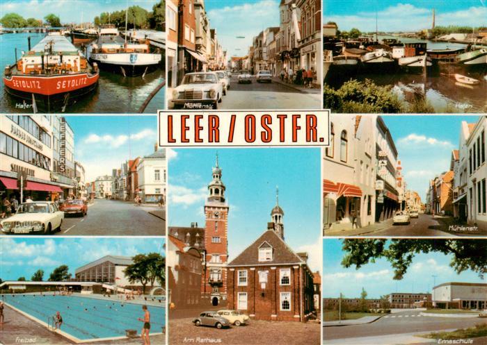 Leer Ostfriesland Hafen Strassenpartie Freibad Muehlenstrasse Am Rathaus Hafen E