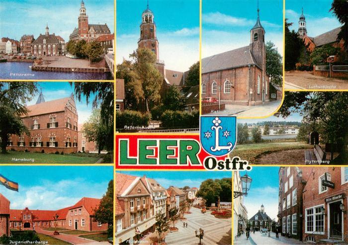 Leer Ostfriesland Panorama Haneburg Reform Kirche Kath Kirche Lutherkirche Plyte