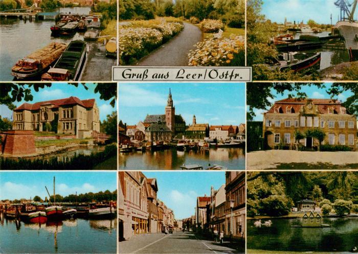 Leer Ostfriesland Frachter Park Schleuse Schloss Kirche Bootshafen Strasse Schwa