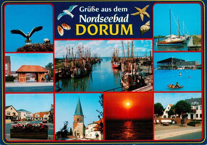 Dorum Nordseebad Storchennest Kutterhafen Eingang Yachthafen Kirche Schwimmbad