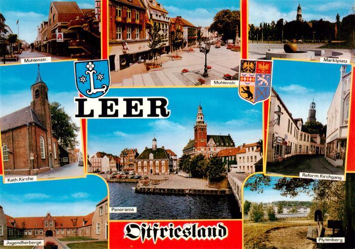 Leer Ostfriesland Muehlenstrasse Kath Kirche Jugendherberge Marktplatz Panorama
