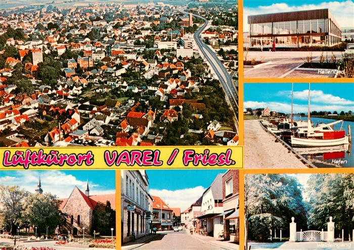 Varel Jadebusen Fliegeraufnahme Hallenbad Hafen Kirche Strasse Waldeingang