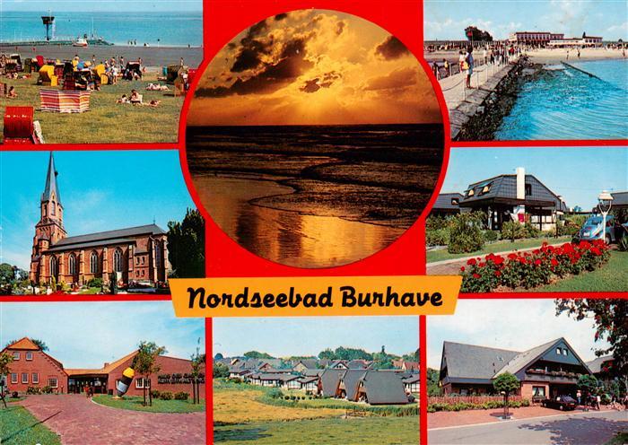 Burhave Nordseebad Strandpartie Kirche Bungalowsiedlung Promenade