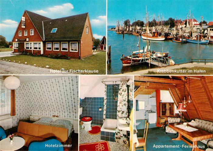 Fedderwardersiel Butjadingen Hotel zur Fischerklause Krabbenkutter im Hafen Hote