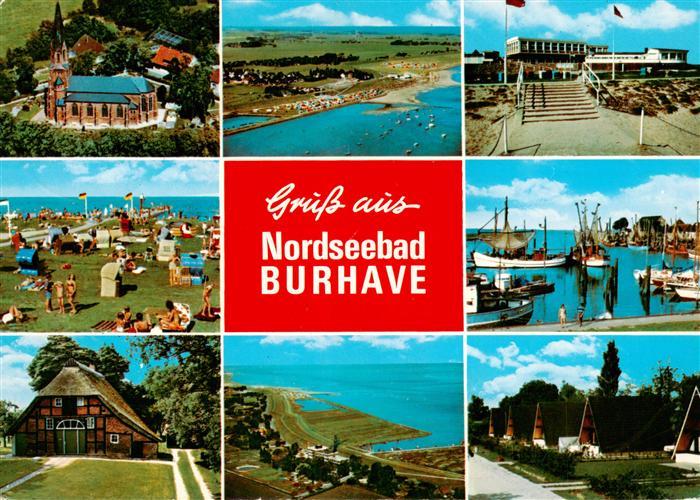 Burhave Nordseebad Kirche Fliegeraufnahme Strandpartien Kutterhafen Gaststaette