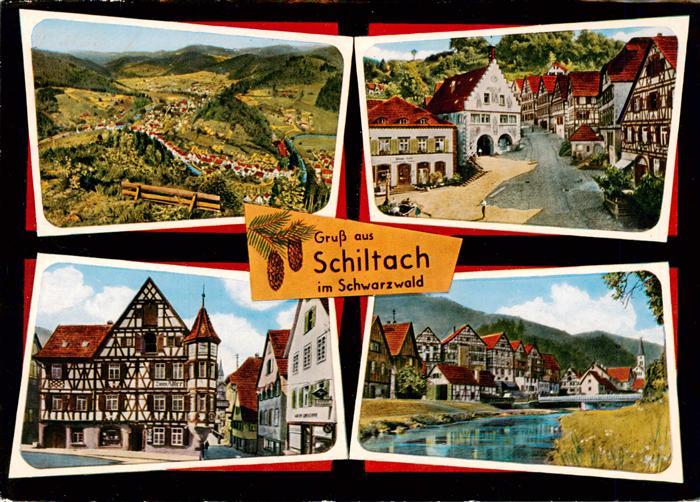 Schiltach Panorama Motive Ortszentrum Fachwerkhaeuser Partie an der Kinzig