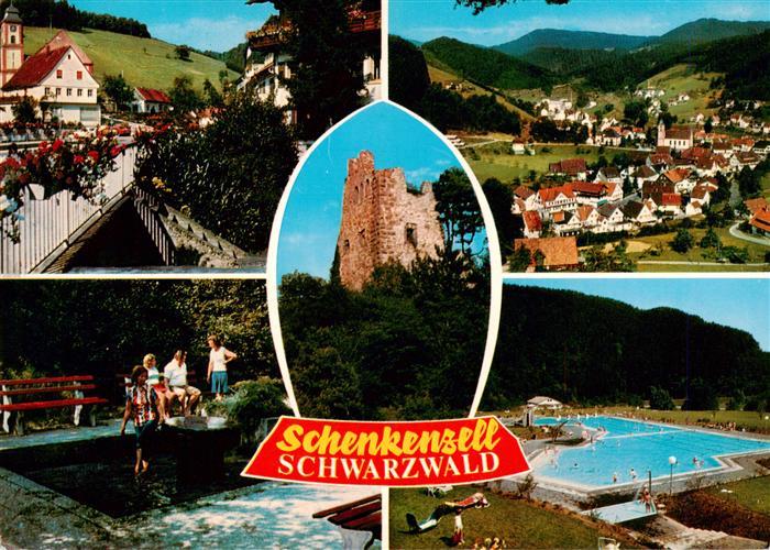 Schenkenzell Teilansichte Luftkurort im Schwarzwald Wassertreten Burgruine Freib