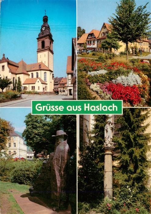Haslach Kinzigtal Motiv mit Kirche Park Statue Denkmal