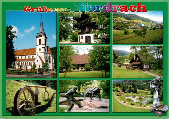 Nordrach Panorama Luftkurort im Schwarzwald Kirche Denkmal Muehle Plastik Statue