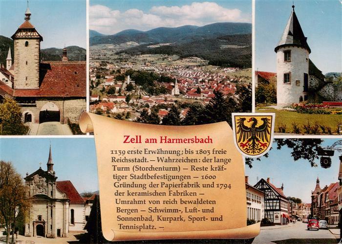 Zell Harmersbach Stadttor Panoram Schlossturm Wallfahrtskirche Ortspartie