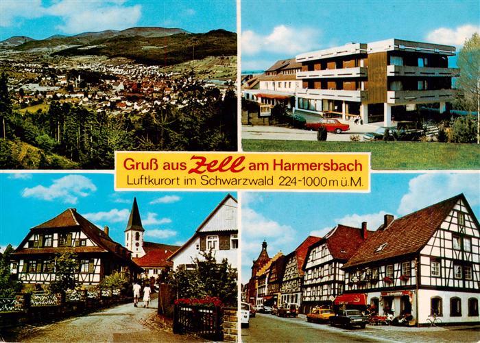 Zell Harmersbach Panorama Kurklinik Ortenau Pfarrhofgraben und Hauptstrasse