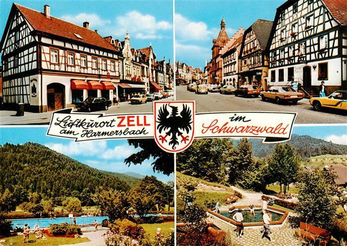 Zell Harmersbach Ortspartien Fachwerkhaeuser Schwimmbad Park