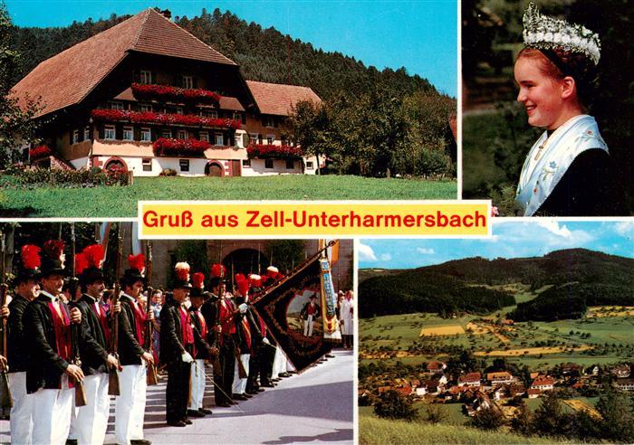 Unterharmersbach Gasthaus Buergerwehr Trachtenmaedchen Panorama