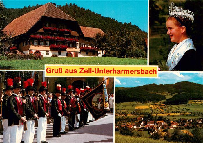 Unterharmersbach Gasthaus Buergerwehr Trachtenmaedchen Panorama