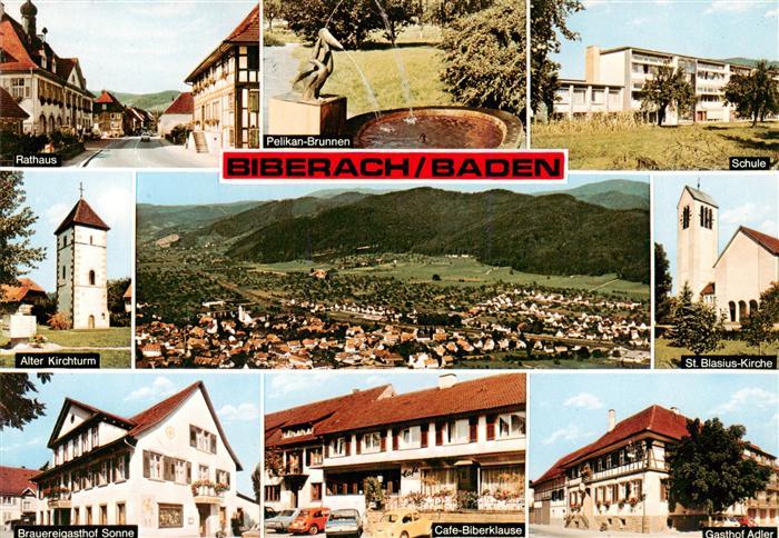 Biberach Baden Rathaus Alter KIrchturm Brauereigasthof Sonne Cafe Biberklause Ga