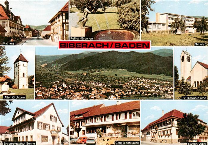 Biberach Baden Rathaus Alter KIrchturm Brauereigasthof Sonne Cafe Biberklause Ga